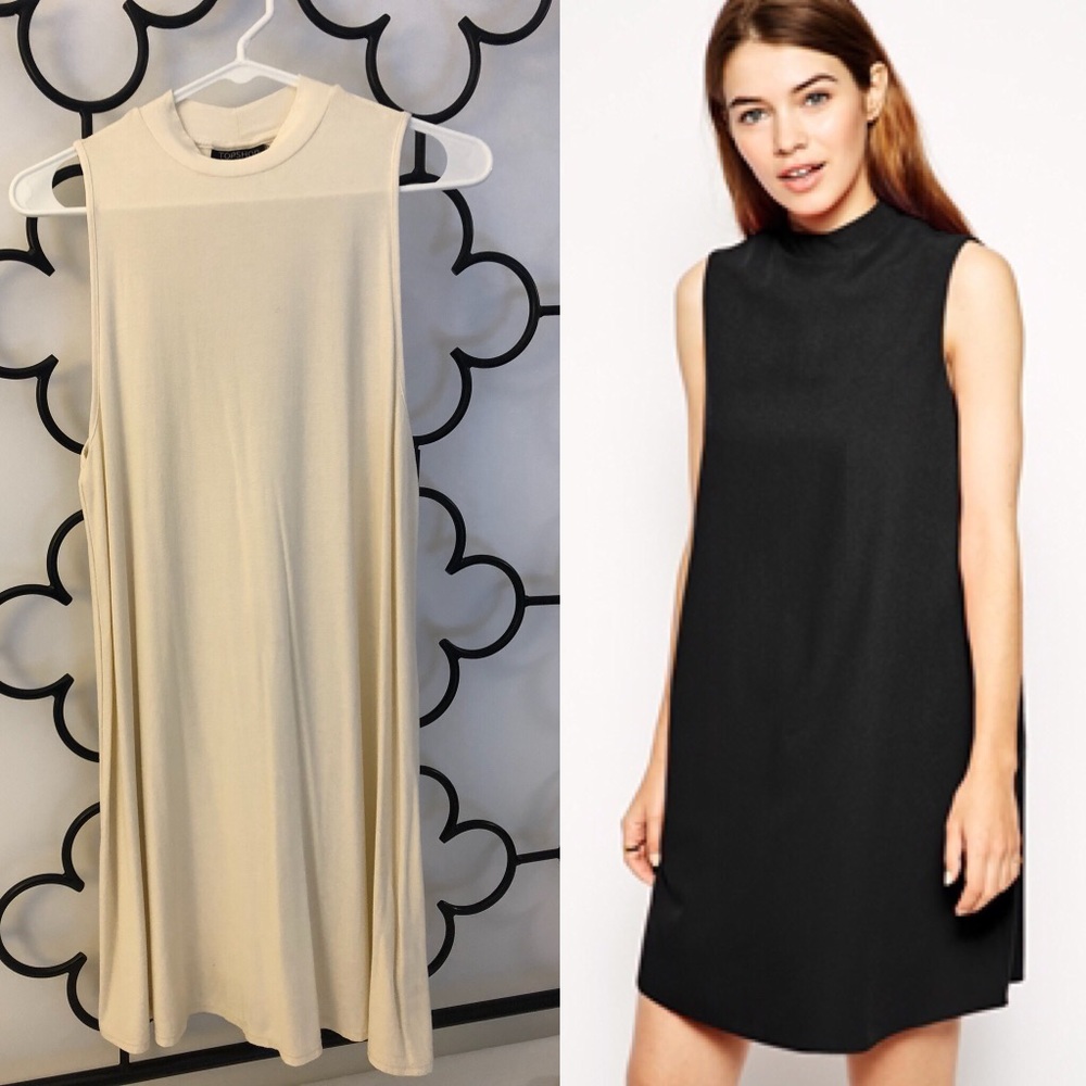 TopShop Mock Neck Shift Dress - White